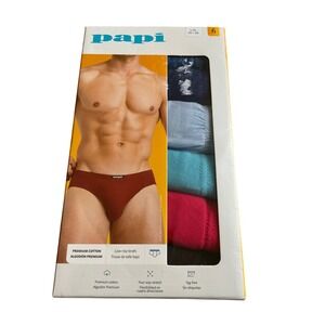 Papi Mens Low Rise Briefs 6 Pack Premium Cotton Stretch Size L 36-38